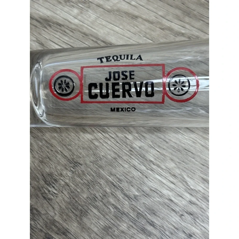 Jose Cuervo Tequila Tall Shot Glass Shooter Clear Red Black‎ Logo Mexico Barware